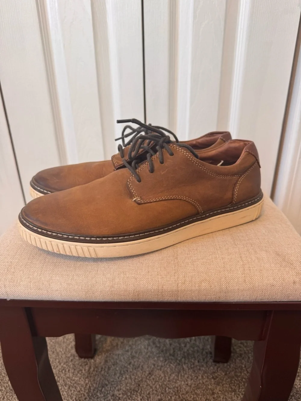 Men's Johnson & Murphy Leather Casual Brown Lace-Up Shoes Size 8.5